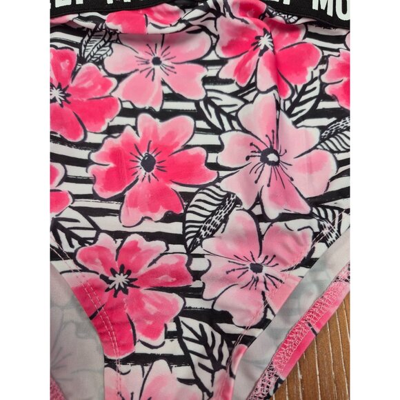 One-Shoulder Pink & Floral "Keep Move" Swimsuit Set For Teen Girl Size 14 - Picture 5 of 12